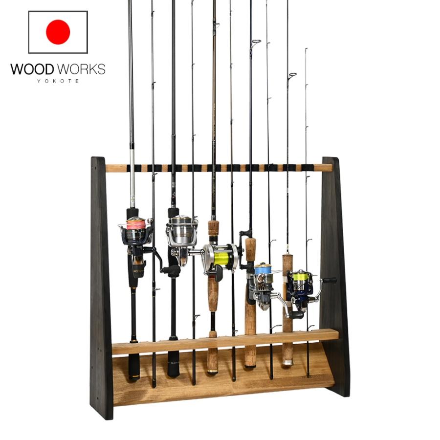 WOODWORKS ロッドスタンド 10本掛 (色：ライトブラウン×ブラックウッド
