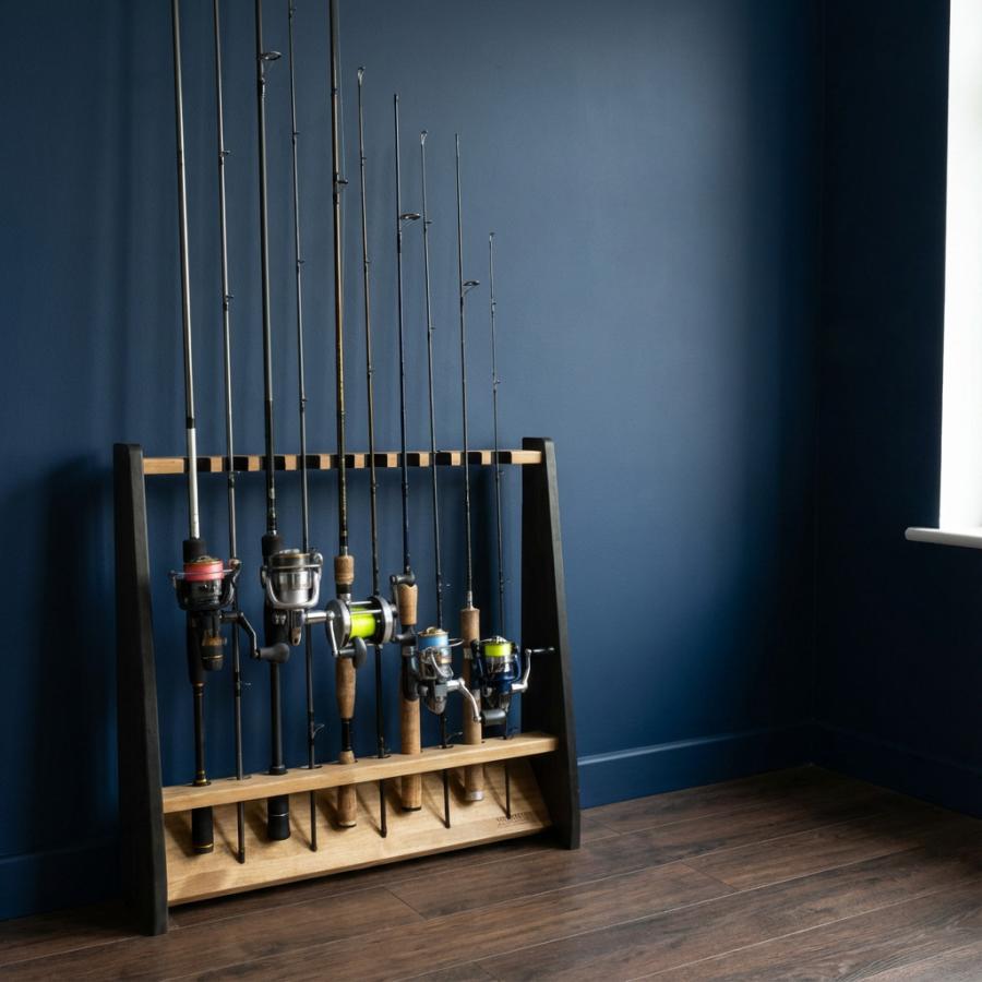WOODWORKS ロッドスタンド 10本掛 (色：ライトブラウン×ブラックウッド