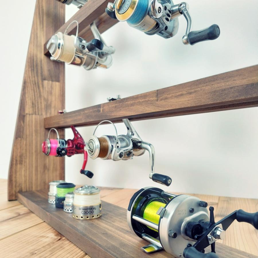 ロッドスタンド WOODWORKS ロッドスタンド 両面19本掛 (フェルト：ブラック)+ リール