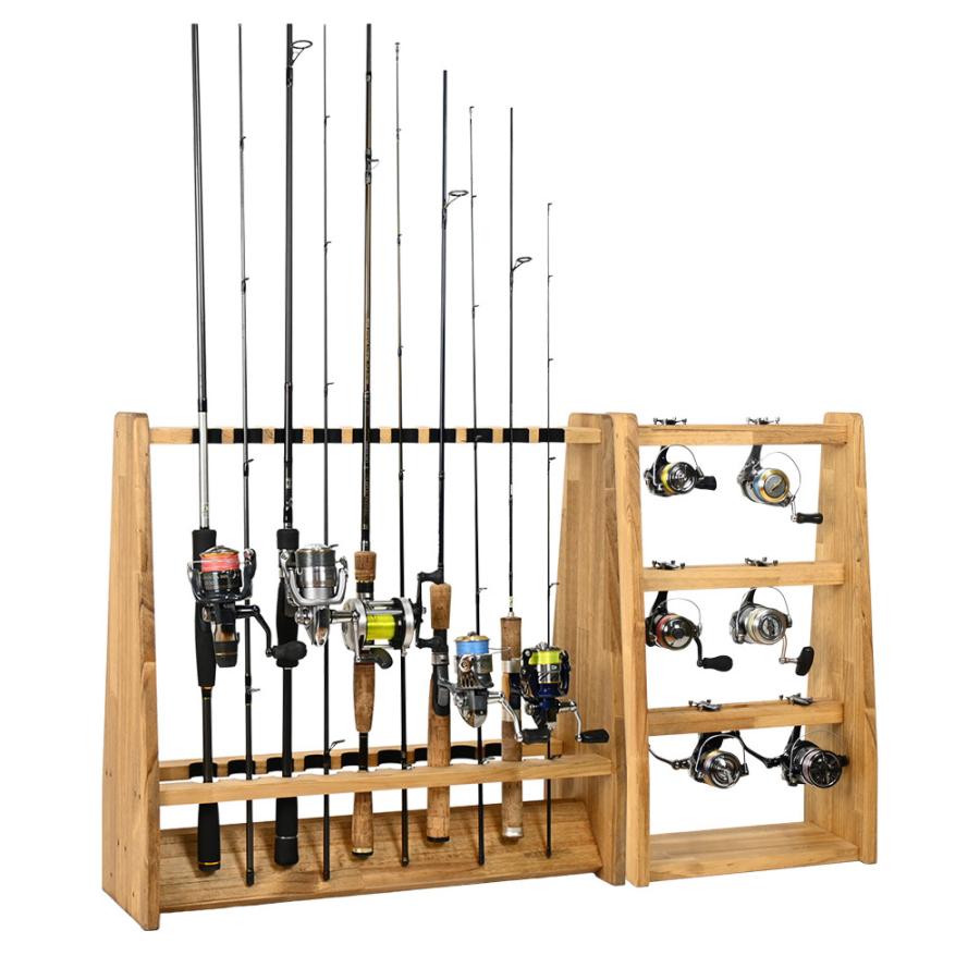 WOODWORKS ロッドスタンド 両面19本掛 (フェルト：ブラック)+ リール