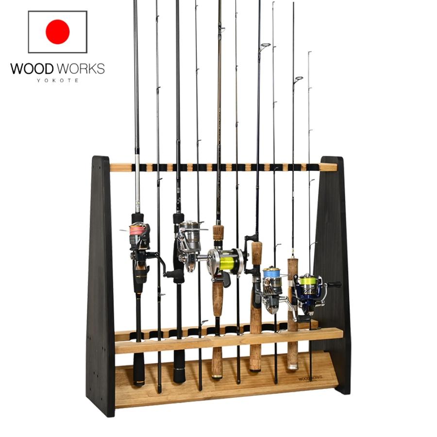 WOODWORKS ロッドスタンド 19本掛 (色：ライトブラウン×ブラックウッド