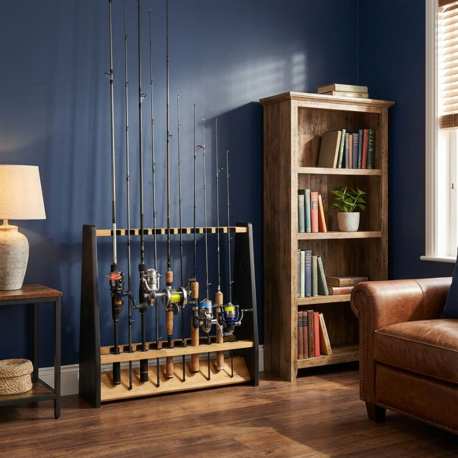 WOODWORKS ロッドスタンド 19本掛 (色：ライトブラウン×ブラックウッド