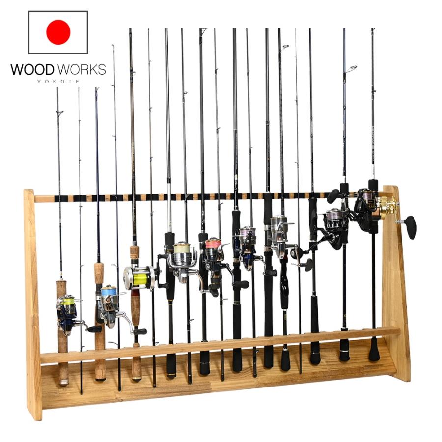 WOODWORKS ロッドスタンド 20本掛 (色：ライトブラウン) 木製 日本製