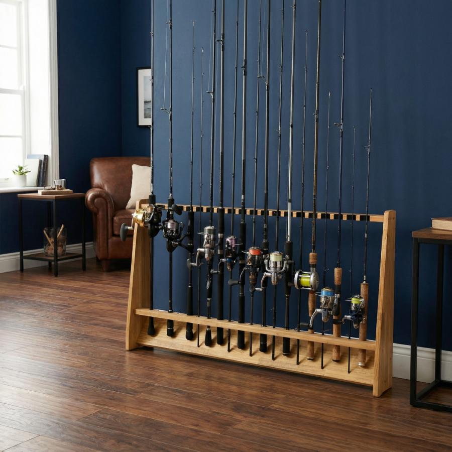 WOODWORKS ロッドスタンド 20本掛 (色：ライトブラウン) 木製 日本製