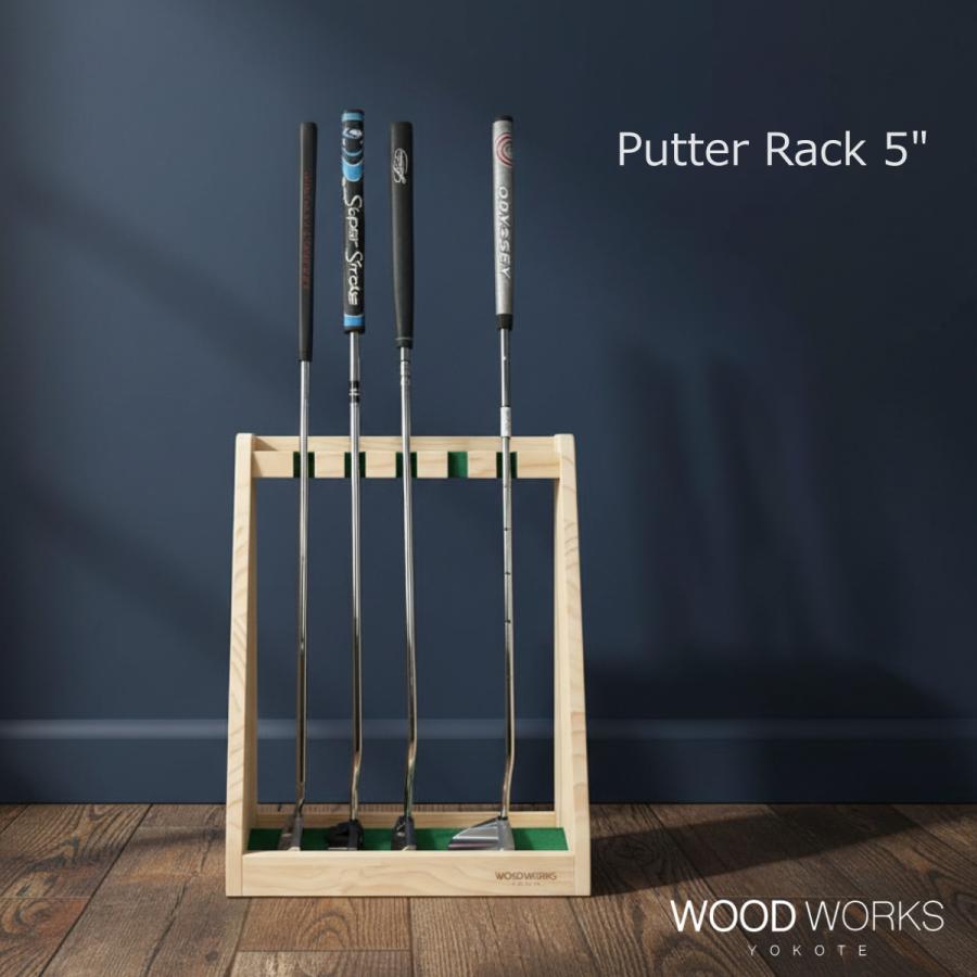 WOODWORKS パターラック 5本掛 (色：ブラウン) 木製 日本製 【 ゴルフ
