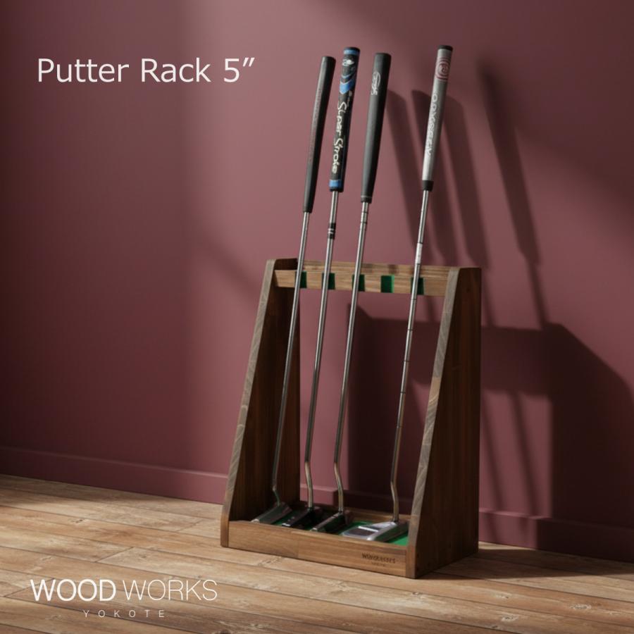 WOODWORKS パターラック 5本掛 (色：ブラウン) 木製 日本製 【 ゴルフ