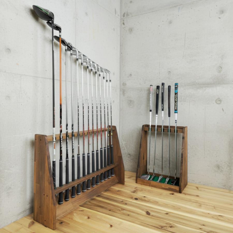 WOODWORKS パターラック 5本掛 (色：ブラウン) 木製 日本製 【 ゴルフ