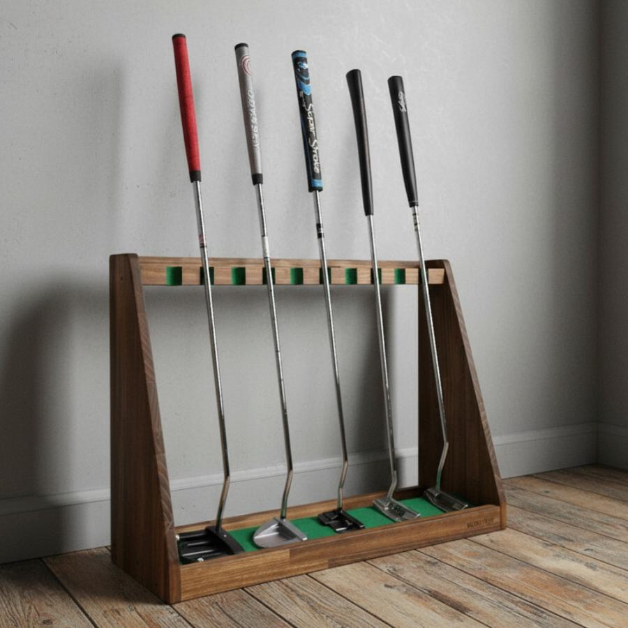 WOODWORKS パターラック 10本掛 (色：ブラウン)木製 日本製 【 ゴルフ
