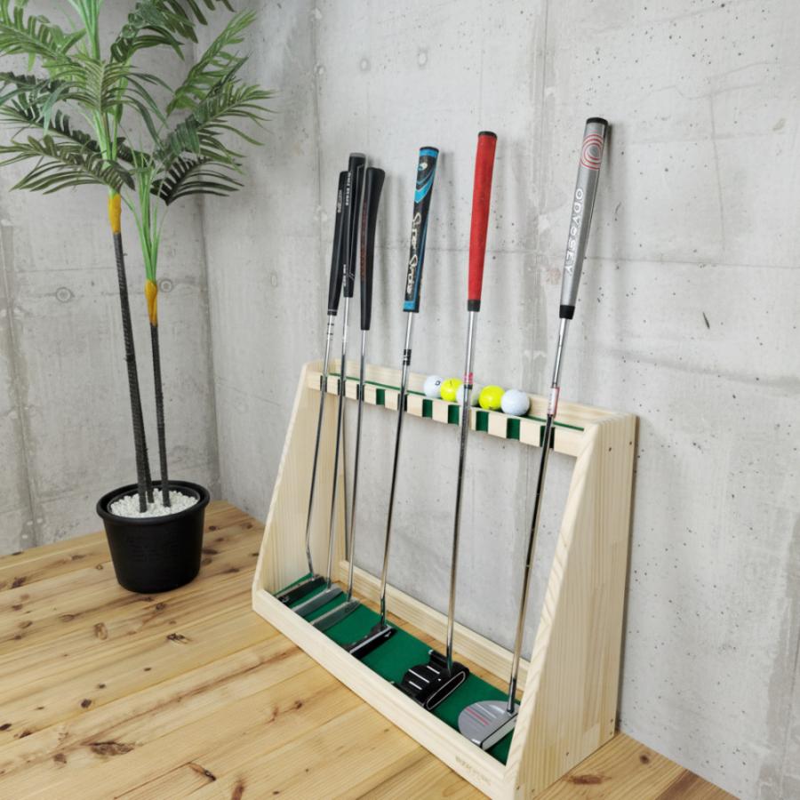 WOODWORKS パターラック 10本掛 (色：ブラウン)木製 日本製 【 ゴルフ