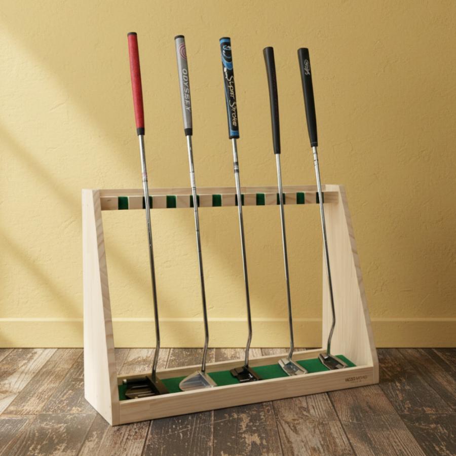 WOODWORKS パターラック 10本掛 (色：ブラウン)木製 日本製 【 ゴルフ