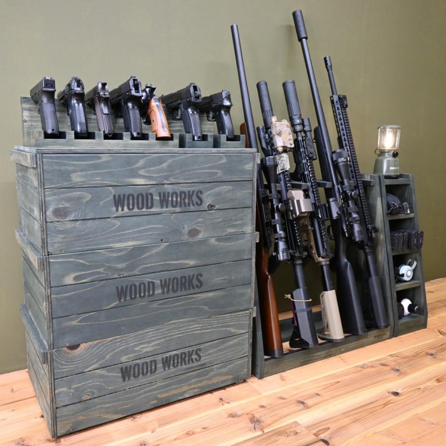 WOODWORKS ガンスタンド 5丁掛 木製 日本製 【 ガンラック サバゲー