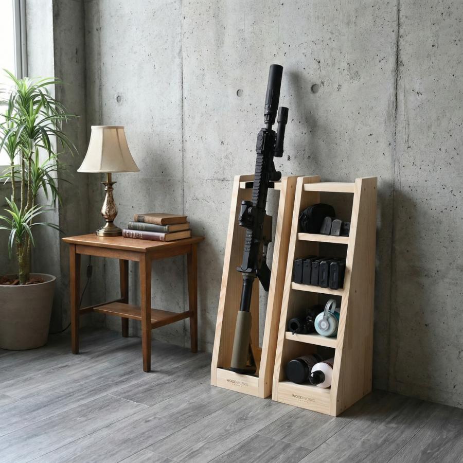 WOODWORKS ガンラック 1丁掛 (色：ナチュラル) 木製 日本製