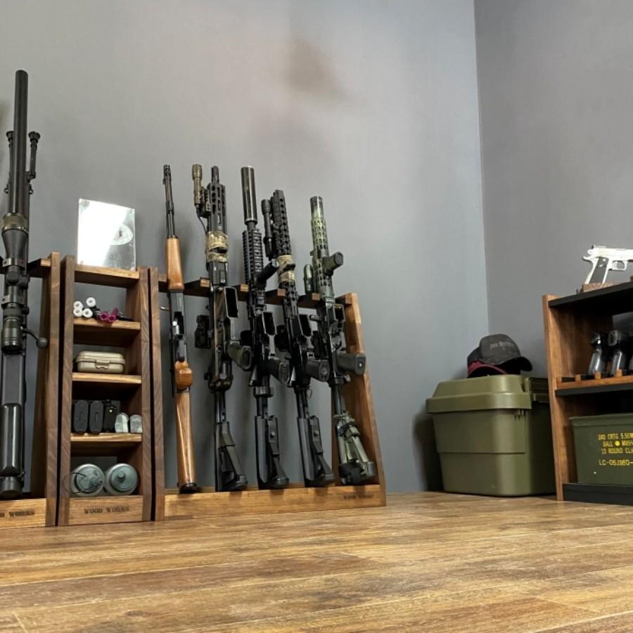 WOODWORKS ガンラック 5丁掛 ( 色:ブラウン ) 木製 日本製 WOODWORKS ガンラック 5丁掛 ( 色:ブラウン ) 木製 日本製