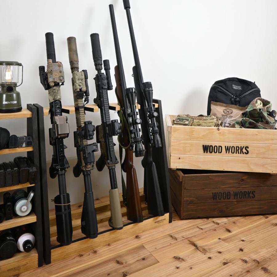 WOODWORKS ガンラック 1丁掛 (色：ライトブラウン×ブラックウッド