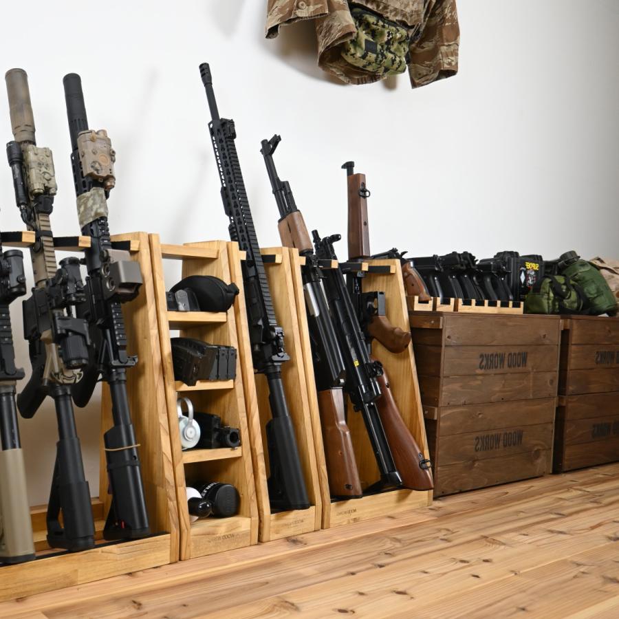 WOODWORKS ガンラック 3丁掛 + マガジンラック お得な2点セット 木製