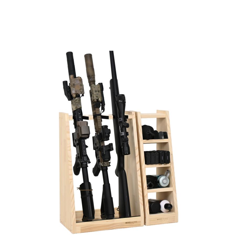 WOODWORKS ガンラック 3丁掛 + マガジンラック お得な2点セット 木製
