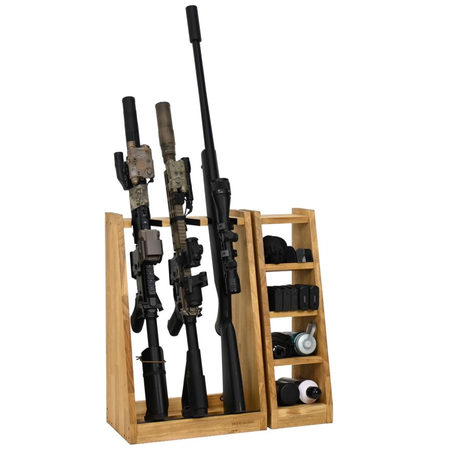 WOODWORKS ガンラック 3丁掛 + マガジンラック お得な2点セット 木製