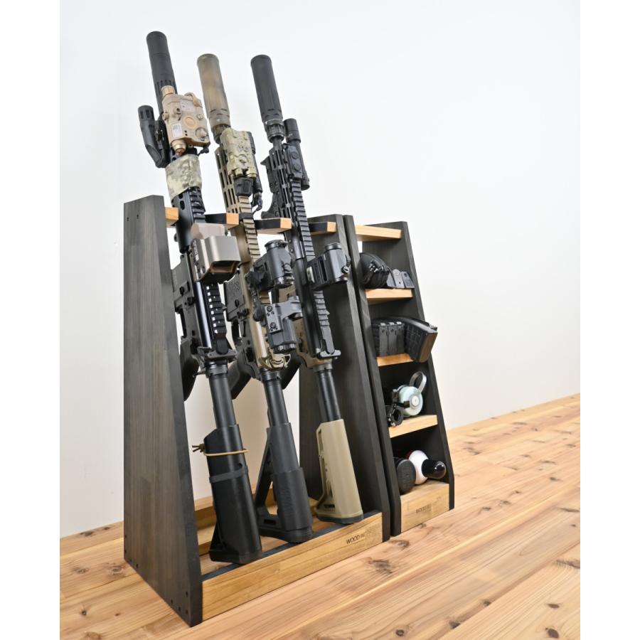 WOODWORKS ガンラック 3丁掛 + マガジンラック お得な2点セット 木製