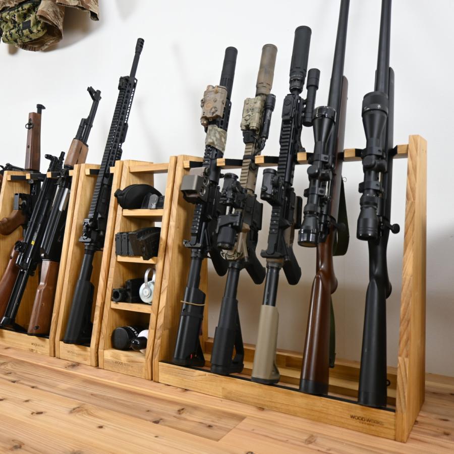 WOODWORKS ガンラック 5丁掛 ( 色：ライトブラウン) 木製 日本製