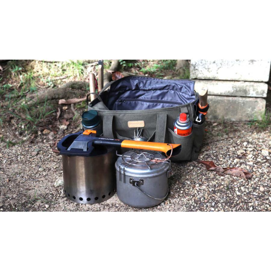 8ポケット搭載 キャンプギアバッグ Mサイズ 帆布 アウトドア 道具入れ