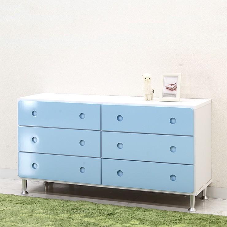 レトロポップ 5段チェスト 整理箪笥 収納タンス ブルー 青 インテリア