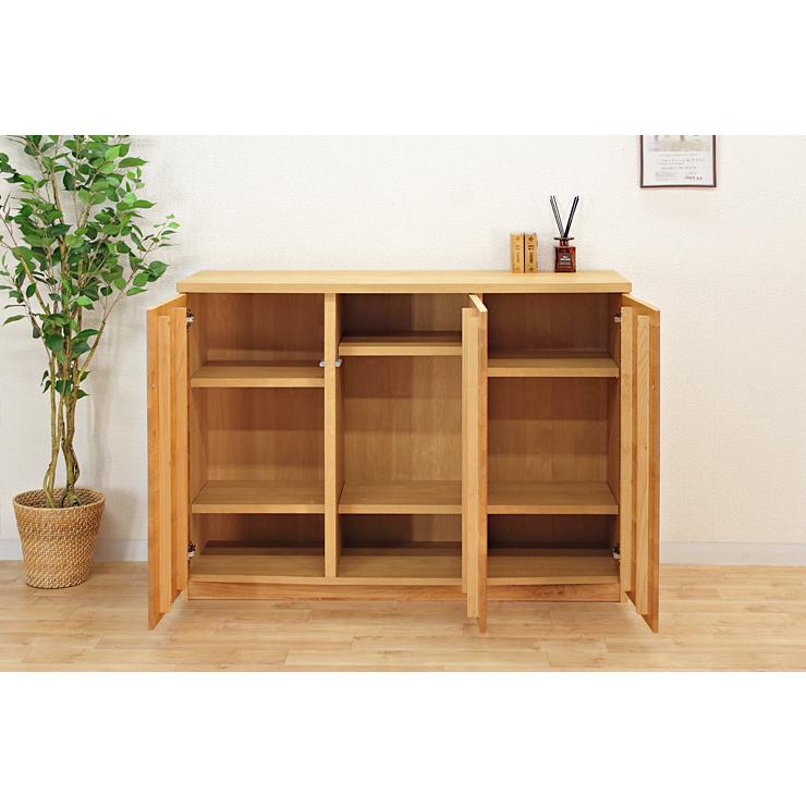 本棚 書棚 本箱 ブックラック 完成品 幅120cm 扉付き 木製 アルダー