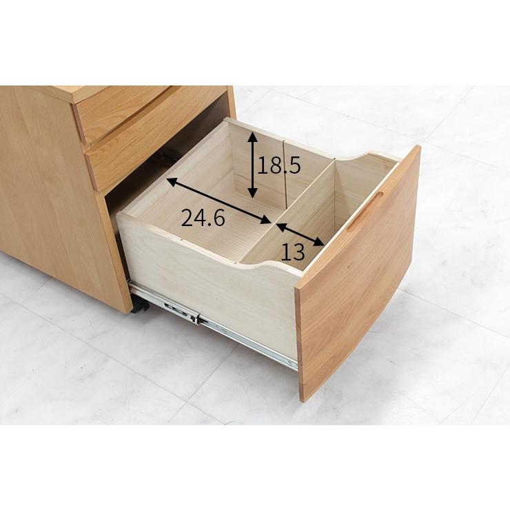 デスクワゴン 完成品 木製 アルダー 国産品 日本製 ナチュラル