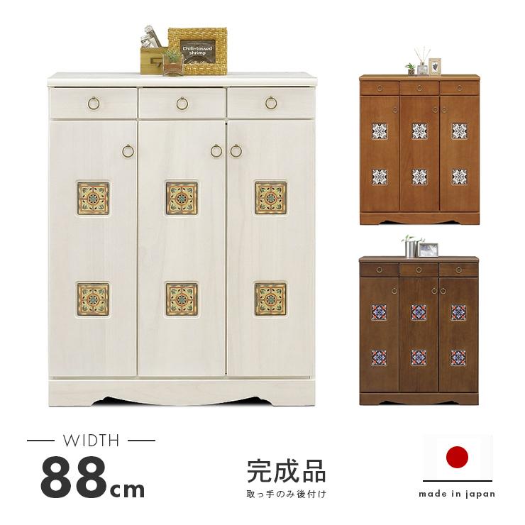 下駄箱 シューズボックス 靴箱 玄関収納 完成品 幅88cm おしゃれ 木製