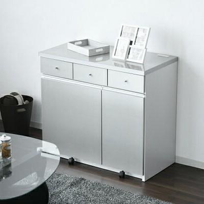 ダストボックス キッチンカウンター ゴミ箱 天面にコンセント付き 完成品 日本製 国産  幅90cm 3分別用の画像