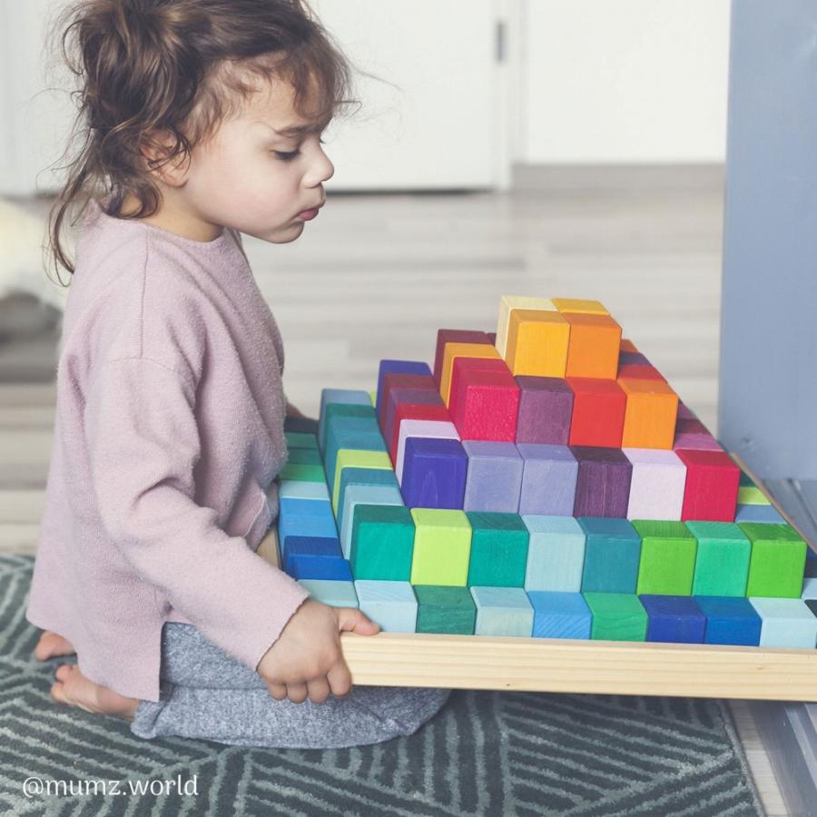グリムス社 にじのステップブロック 木のおもちゃ 知育玩具 積み木
