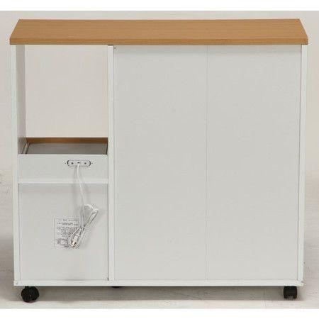 食器棚  キッチン 食器収納 キッチンラック レンジ台 レンジ棚 ロー ミニ食器棚 約 幅90 白 スライド 炊飯器 奥行40 コンセント