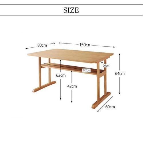 ダイニングテーブル おしゃれ 北欧 食卓 モダン 会議 事務所 ( 机 幅150×80 ) 高さ65 ロータイプ 低め 4人用 5人用 オーク 棚 2本脚 和モダン ファミレス風｜woooods｜03