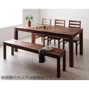 ダイニングテーブルセット 6人用 椅子 ベンチ 北欧 5点 (机+チェア3+長椅子1) ウォールナット レザー座 幅180 デザイナーズ スタイリッシュ 無垢 大きい