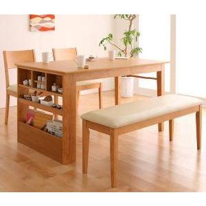 ダイニングテーブルセット 4人用 椅子 ベンチ おしゃれ 伸縮式 伸長式 北欧 4点 ( 机+チェア2+長椅子1 ) デザイナーズ スタイリッシュ 棚 大きい 幅135 幅170