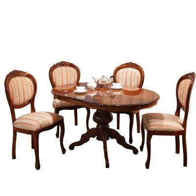 ダイニングテーブル ダイニングテーブルセット 食卓テーブル 4人用 丸型 135×90 椅子 4脚 高級 天然木 ブラウン アンティーク