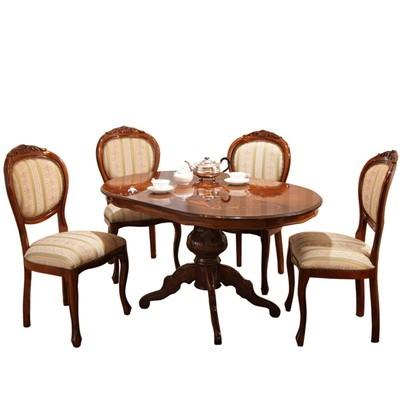 ダイニングテーブル ダイニングテーブルセット 食卓テーブル 4人用 丸型 135×90 椅子 4脚 高級 天然木 ブラウン アンティーク