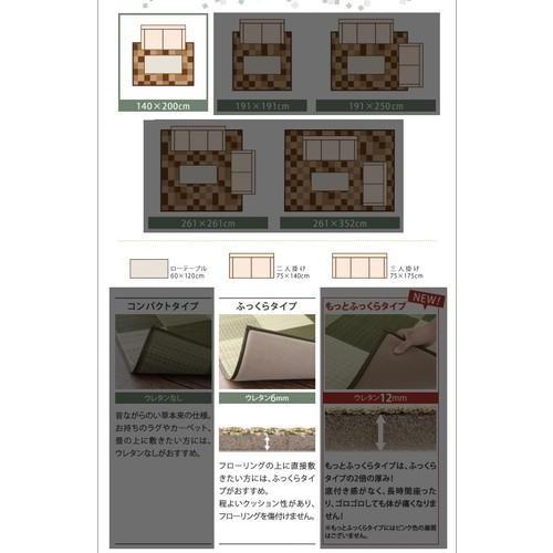 い草ラグ 厚手 防音 い草マット 夏 アジアン ラグ ひんやり 涼しい ござ 畳 国産 140×200 2畳 ( 低反発 ウレタン 6mm ) 日本製 モダン デザイン 幾何学_2