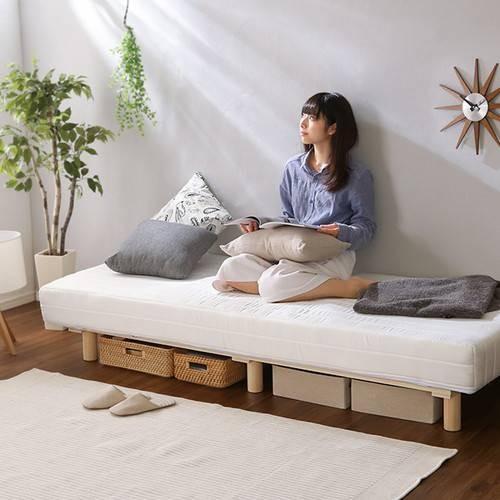ベッド セミシングル 一人暮らし コンパクト ショート丈 SS 小さい スリム 脚付き マットレスベッド ローベッド 低床 足付 マットレス （ ポケットコイル )