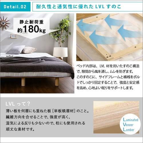 ダブル おしゃれ 安い 北欧 2人 親子 脚付き マットレスベッド ローベッド 低床 ヘッドレス 足付 マットレス （ ボンネルコイルスプリング ) 宮無し 【ハイタイプ】