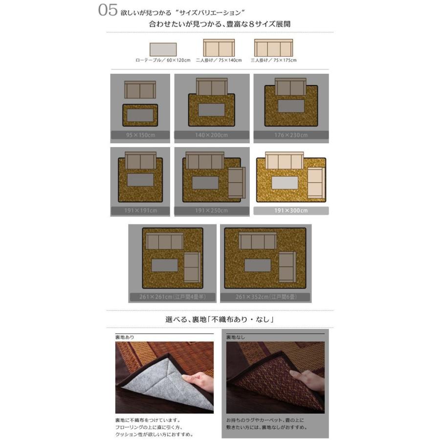 い草ラグ い草カーペット い草マット 上敷き 畳 フローリング 置き畳 ござ ゴザ 敷物 不織布有 191×300 4畳 ベージュ
