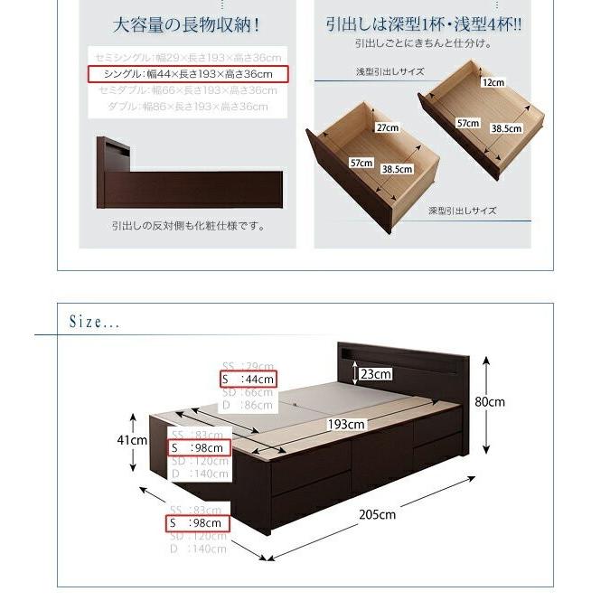 シングルベッド 一人暮らし マットレス付き チェストベッド ベッド下収納 引き出し 大容量 宮 棚 携帯 リモコン 収納 コンセント スマホ 充電 電気 ヴィンテージ_2