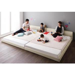 連結ベッド 幅200 ワイド 2人 3人 4人 家族 つなげる 2台 連結 分割 ファミリー マットレス付 ロー 低い 背もたれ クッション レザー ゴージャス ゴシック