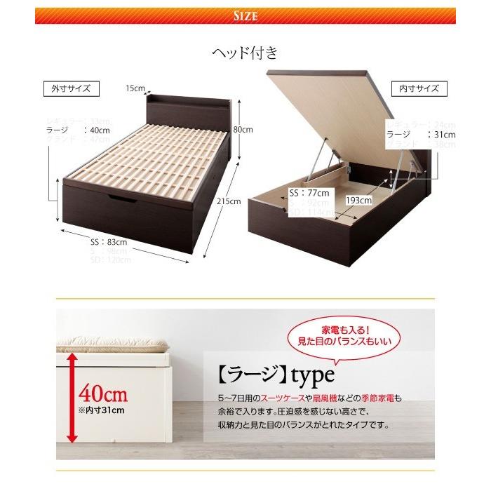 セミシングルベッド 一人 コンパクト 小さい フレーム 跳ね上げ式 ガス圧 ベッド下 収納 大容量 宮 棚 携帯 コンセント スマホ 充電 布団可 すのこ 通気性 カビ_2