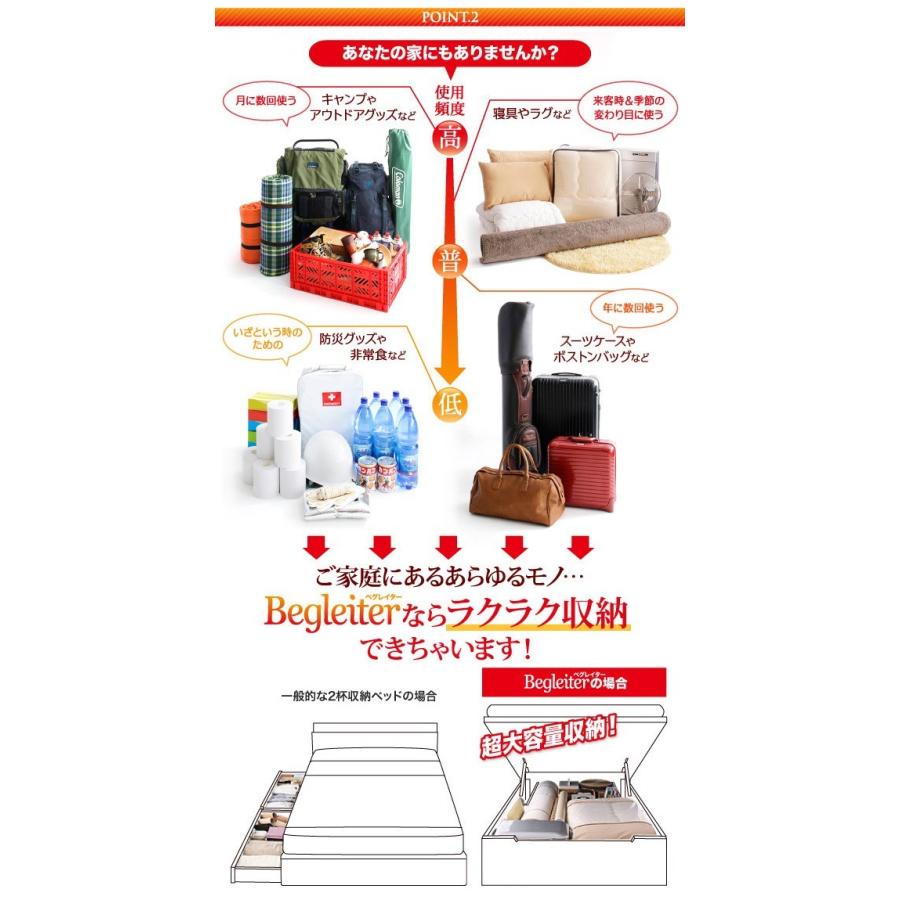 セミシングルベッド 一人 コンパクト 小さい フレーム 跳ね上げ式 ガス圧 ベッド下 収納 大容量 宮 棚 携帯 コンセント スマホ 充電 布団可 すのこ 通気性 カビ_5
