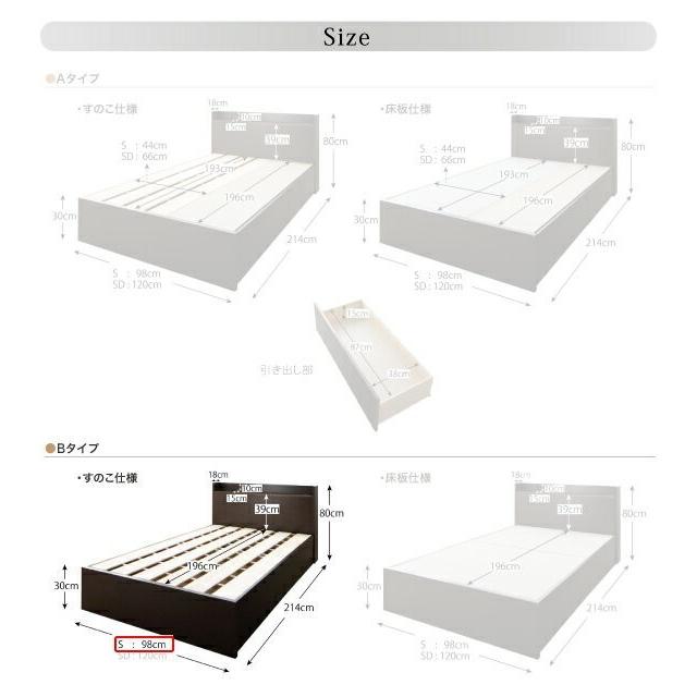 シングルベッド 一人 マットレス付 ベッド下収納 大容量 高い 床下収納スペース 全面収納 連結可 つなげる 棚 携帯 コンセント スマホ 充電 すのこ 通気性 カビ_2