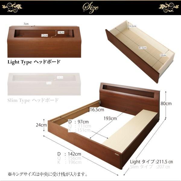 ダブルベッド 2人 フレームのみ チェスト ベッド下 収納 引き出し 大容量 宮 棚 携帯 リモコン コンセント スマホ 充電 電気 照明 読書灯 ライト ヴィンテージ_2
