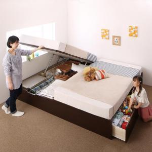 連結ベッド 幅200 キング ワイド 3人 4人 家族 つなげる 2台 連結 分割 ファミリー マットレス付 チェスト 収納 引き出し 跳ね上げ ガス圧 ベッド下 ヘッドレス