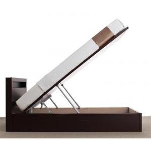 セミシングル 跳ね上げ式ベッド ガス圧 下収納 大容量 宮 棚 おしゃれ アンティーク 姫系 かわいい シャビー 組立付 マルチラスSSマットレス付 縦開 深さ普通