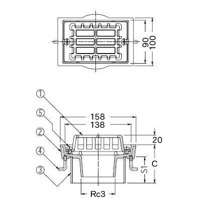 カネソウ ルーフドレン 打込型 外廊下排水用 Emd 1 75 C寸法1 Emd 1 75b ワークパーツ 通販 Yahoo ショッピング