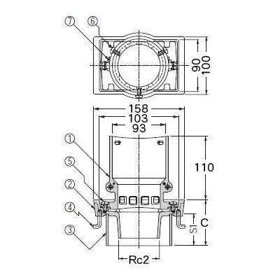 カネソウ ルーフドレン 打込型 外廊下排水用 Emdw 2 50 C寸法1 Emdw 2 50b ワークパーツ 通販 Yahoo ショッピング
